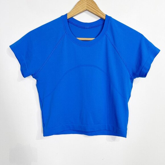 Lululemon Swiftly Tech Cropped Short-Sleeve Shirt 2.0 Pipe Dream Blue - Picture 2 of 7